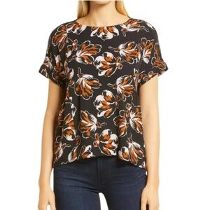 NWT‎ Madewell Cuffed-Sleeve Shirred Top in Duskblossom Size XS